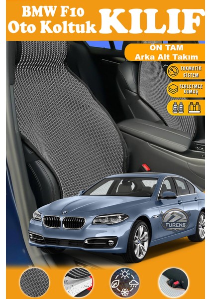 Bmw F10 Uyumlu Siyah Prestij Serisi Dokuma Kumaş Oto Koltuk Kılıfı Ön Tam Arka Alt