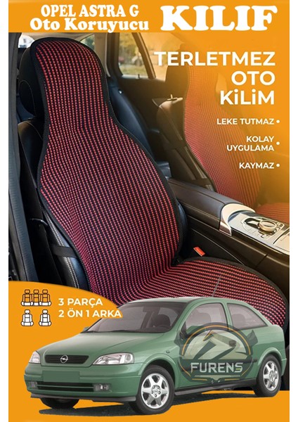 Opel Astra G Uyumlu Kırmızı Prestij Serisi Dokuma Kumaş Oto Koltuk Kılıfı Ön Tam Arka Alt