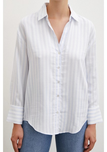 Çizgili Gömlek Mavi fırsatları