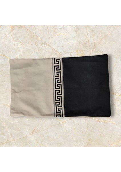 Dikdörtgen Mitolojik Yunan Anahtarı Desenli Kadife Pamuk Premium Dizayn Kırlent Kılıfı fiyatları