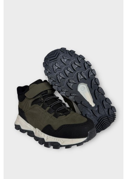 Soğuğa ve Suya Dayanıklı Kaymaz Kauçuk Taban Çocuk Bot Haki