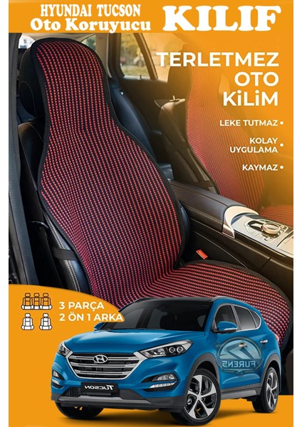 Hyundai Tuscon Uyumlu Kırmızı Prestij Serisi Dokuma Kumaş Oto Koltuk Kılıfı Ön Tam Arka Alt