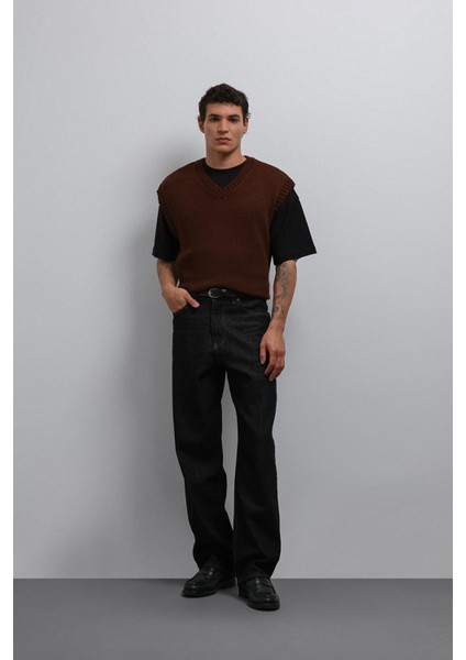 Kahve Örgü Erkek Triko Yelek fiyatları