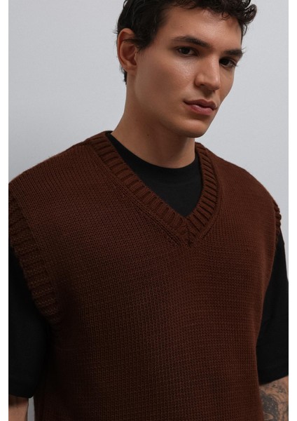 Kahve Örgü Erkek Triko Yelek indirimleri