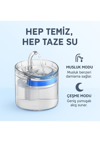 Otomatik Kedi Köpek Su Çeşmesi Su Pınarı | Filtreli, Sessiz ve LED Işıklı Su Pınarı