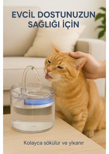 Otomatik Kedi Köpek Su Çeşmesi Su Pınarı | Filtreli, Sessiz ve LED Işıklı Su Pınarı