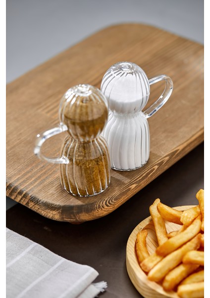 Saplı Cam Tuzluk ve Biberlik Takımı – 2’li Şeffaf Baharatlık Seti, Estetik Dalgalı Tasarım, Modern ve Dayanıklı Cam Mutfak Ürünü