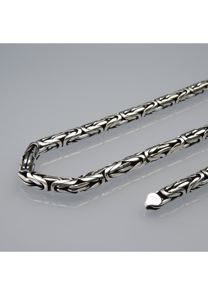 200 Mikron Oksitli Yuvarlak Kral Gümüş Zincir