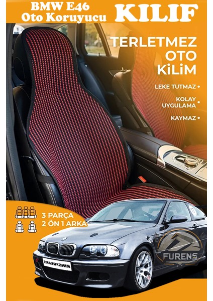 Bmw E46 Uyumlu Kırmızı Prestij Serisi Dokuma Kumaş Oto Koltuk Kılıfı Ön Tam Arka Alt