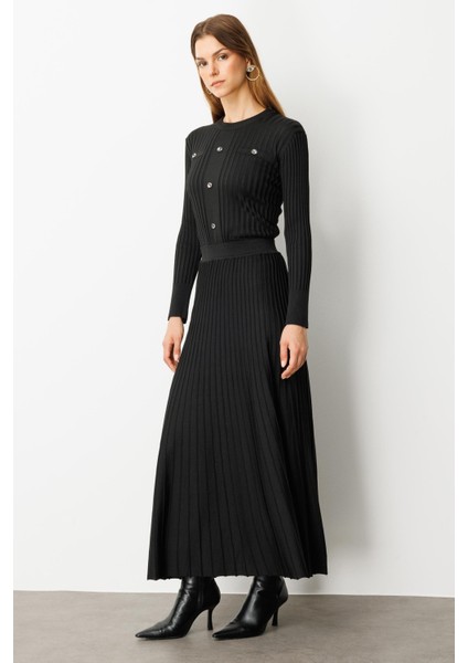 Ribana Detaylı Triko Takım-Siyah indirimleri