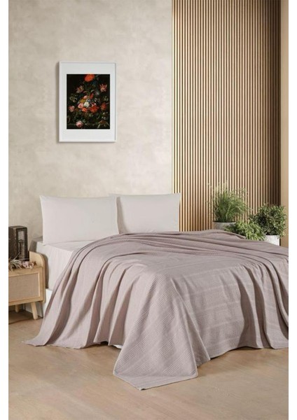 Kristal Bamboo Lastikli Çarşaflı Çift Kişilik Pike Takımı Cappucino