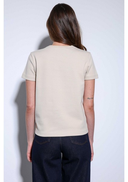 Bej Basic Kadın T-Shirt