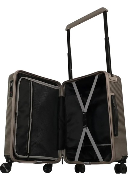 Ithal Unısex Çizgili Trolley Orta Boy Valiz - Vizon fırsatları