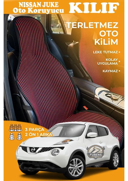 Nissan Juke Uyumlu Kırmızı Prestij Serisi Dokuma Kumaş Oto Koltuk Kılıfı Ön Tam Arka Alt