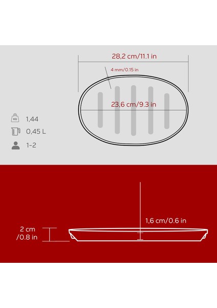 Döküm Oval Fajita Tabağı Ölçü 18X28CM. (Harici Tava Tutucu Dahil Değildir.)-Bordo indirimleri