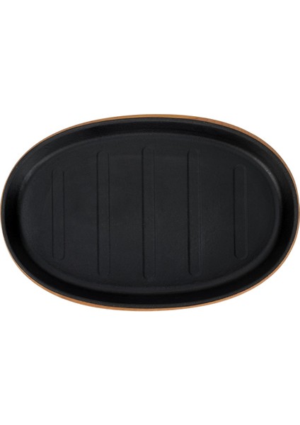 Döküm Oval Fajita Tabağı Kayın Servis Ahşabı Ölçü 18X28CM. (Harici Tava Tutucu Dahil Değildir.)-Bordo modelleri