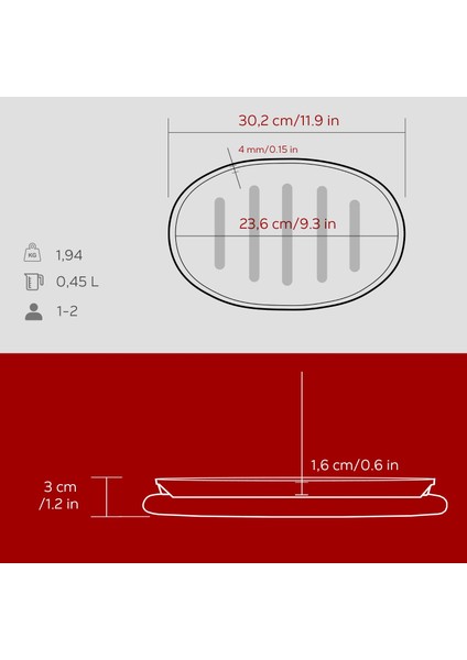 Döküm Oval Fajita Tabağı Kayın Servis Ahşabı Ölçü 18X28CM. (Harici Tava Tutucu Dahil Değildir.)-Bordo indirimleri