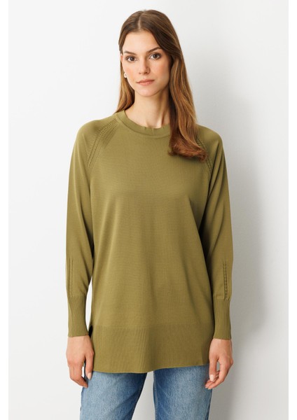 Reglan Kol Basic Triko Tunik-Y.YEŞİLİ fiyatları
