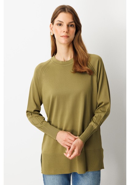 Reglan Kol Basic Triko Tunik-Y.YEŞİLİ fırsatları