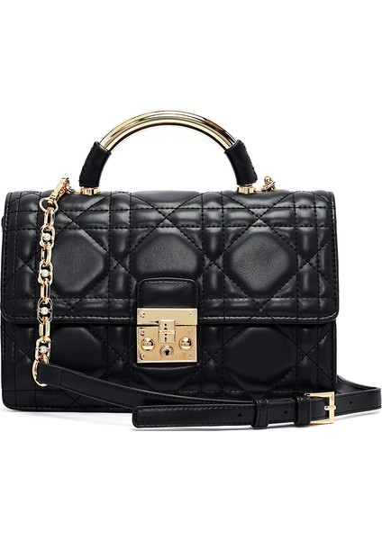 Kadın Siyah Uzun Askılı Mini Kapitone Çapraz Çanta 25ABD2433KP