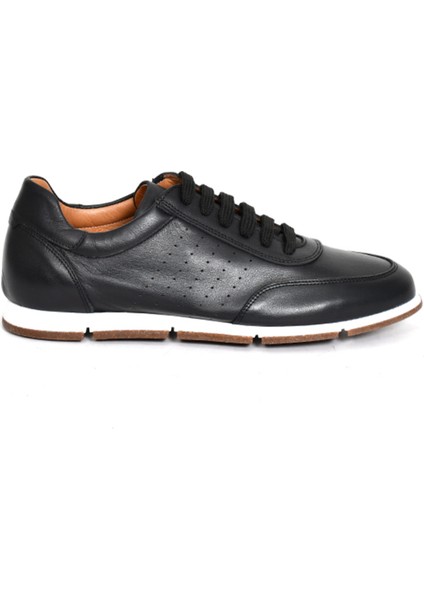 Hakiki Deri Siyah Erkek Sneaker Ayakkabı Termo Tabanlı - 241338