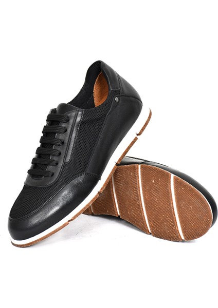 Hakiki Deri Siyah Erkek Sneaker Ayakkabı Termo Tabanlı - 241338 modelleri