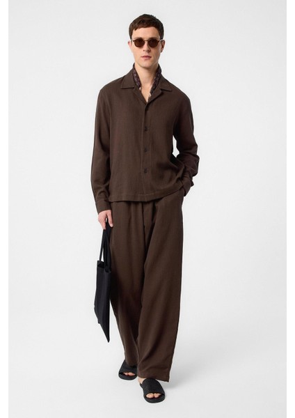 Kahve Dokulu Erkek Gömlek modelleri