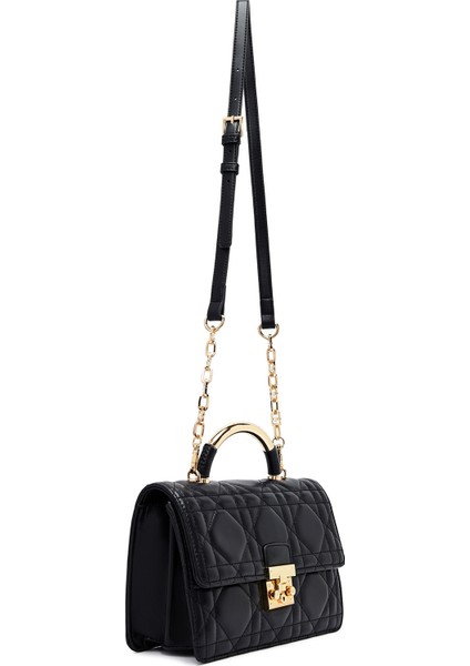 Kadın Siyah Uzun Askılı Mini Kapitone Çapraz Çanta 25ABD2433KP