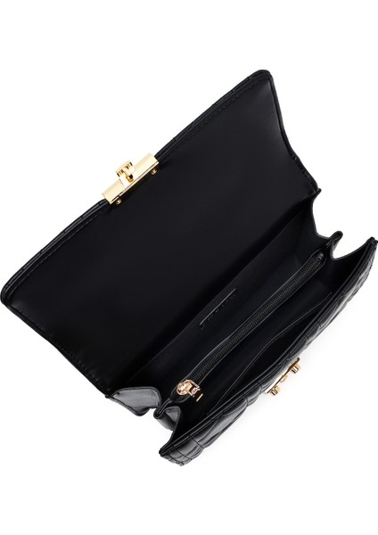 Kadın Siyah Uzun Askılı Mini Kapitone Çapraz Çanta 25ABD2433KP