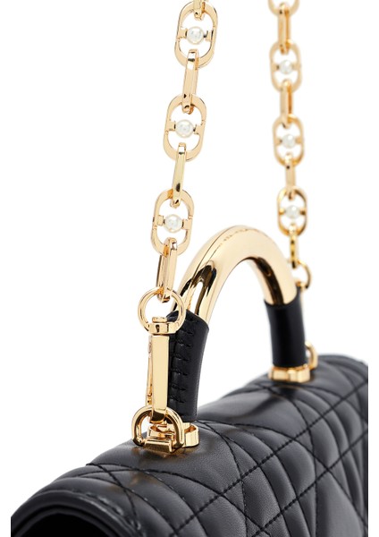 Kadın Siyah Uzun Askılı Mini Kapitone Çapraz Çanta 25ABD2433KP