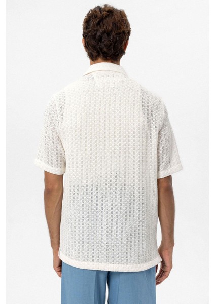 Ekru Dokulu Kroşe Erkek Gömlek indirimleri