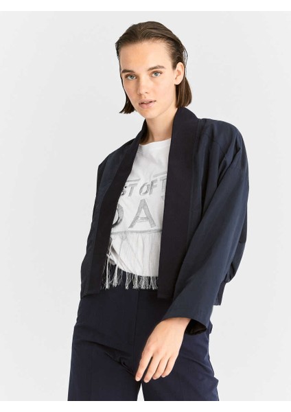 Volanlı Kısa Kadın Mont Lacivert K2017503_015 fırsatları