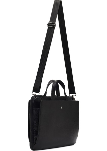 Erkek Siyah Uzun Askılı Deri Evrak Çantası 25WBD3530FT