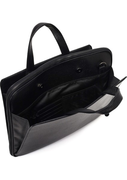 Erkek Siyah Uzun Askılı Deri Evrak Çantası 25WBD3530FT