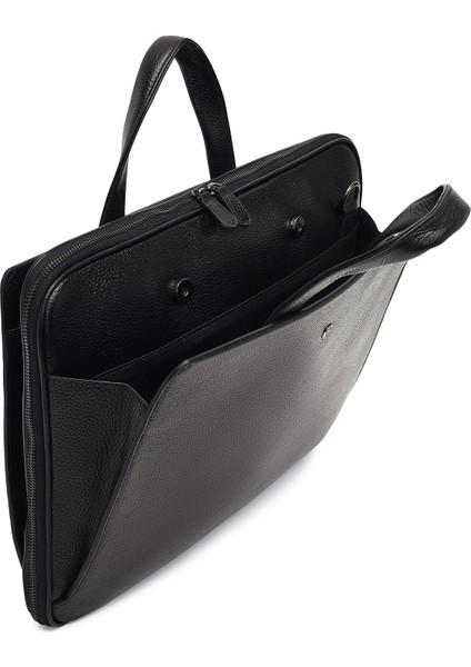 Erkek Siyah Uzun Askılı Deri Evrak Çantası 25WBD3530FT