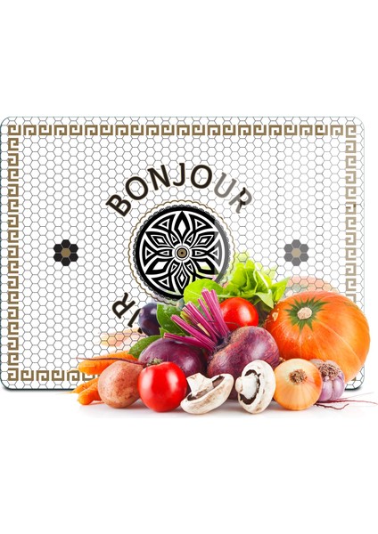 Cam Kesme Tahtası ve Sunumluk Amore Bonjour 20X30 cm