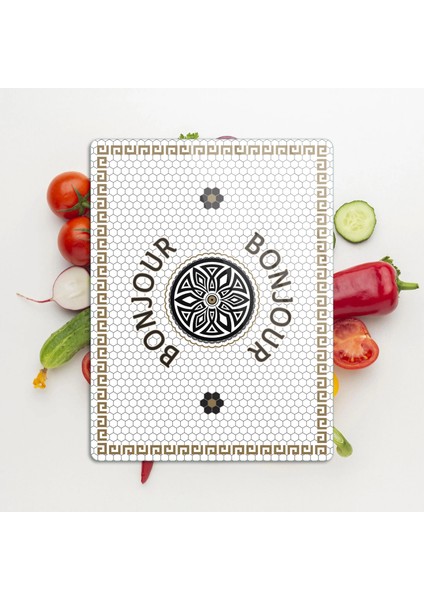 Cam Kesme Tahtası ve Sunumluk Amore Bonjour 20X30 cm modelleri