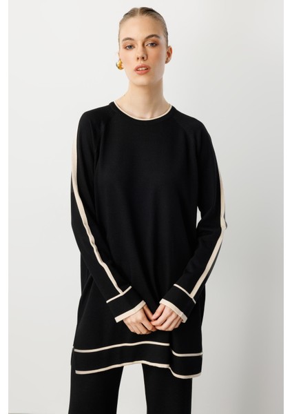 Çizgi Detaylı Triko Takım-SİYAH fiyatları