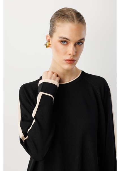 Çizgi Detaylı Triko Takım-SİYAH indirimleri