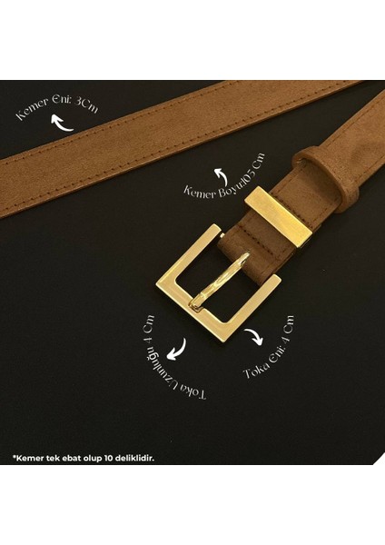 Süet Kare Antik Tokalı Köprülü Kadın Kemeri, Pantolon Kemeri, Ceket Kemeri, Elbise Kemeri modelleri