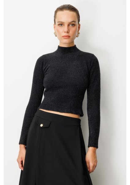 Yarım Balıkçı Kısa Triko Kazak-SİYAH fiyatları