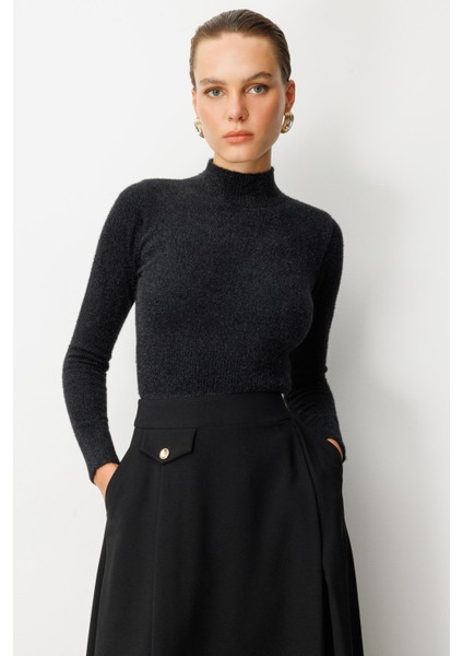 Yarım Balıkçı Kısa Triko Kazak-SİYAH modelleri