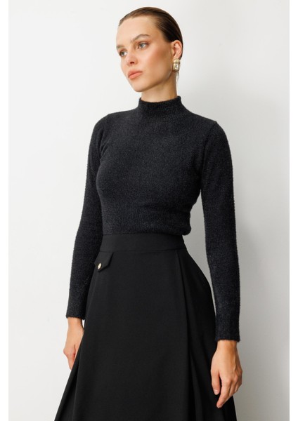 Yarım Balıkçı Kısa Triko Kazak-SİYAH fırsatları