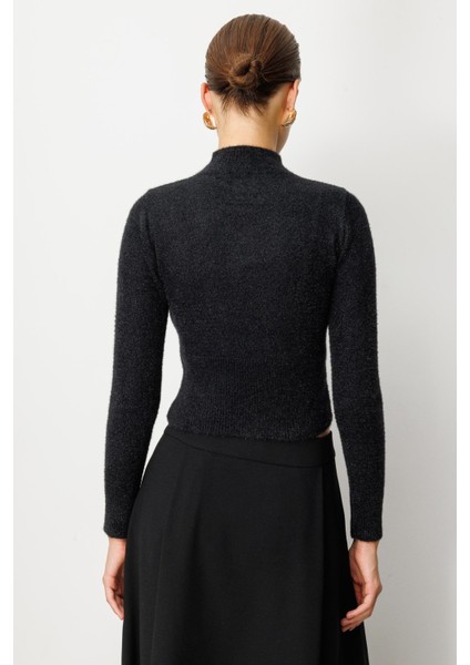 Yarım Balıkçı Kısa Triko Kazak-SİYAH