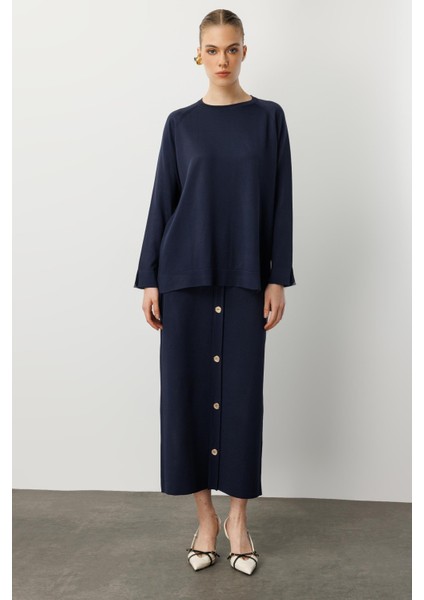 Tunik ve Etek Ikili Triko Takım-Lacı