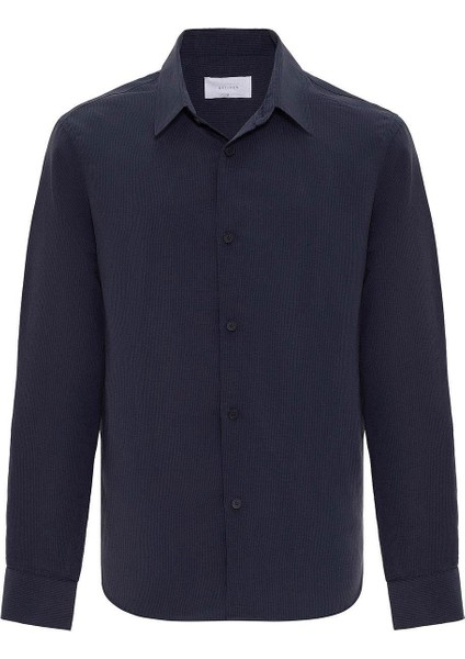 Lacivert Relax Fit Modal Kumaş Erkek Gömlek