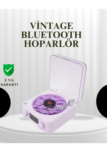 Projektörlü Gece Lambalı Retro Hoparlör – Taşınabilir Bluetooth Speaker