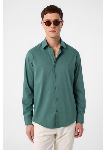 Yeşil Slim Fit Erkek Gömlek