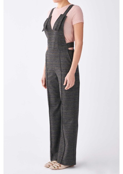 Askı Ve Bel Detaylı Ekoseli Kadın Tulum Standart Renk K1912403_089