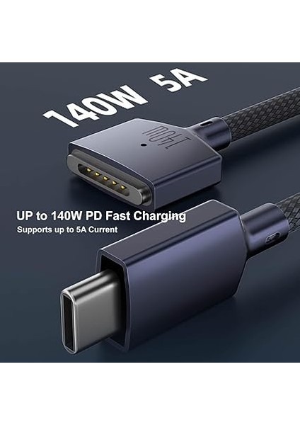 140W Usb-C - Manyetik 3 Kablo, MacBook Air (M2, 2022) ve MacBook Pro 14" 16" (M2, 2023), MacBook Pro 14" 16" (M1, 2021), MacBook Için Güvenli 3 Şarj Kablosu - 6.6ft (Gece Yarısı) fiyatları
